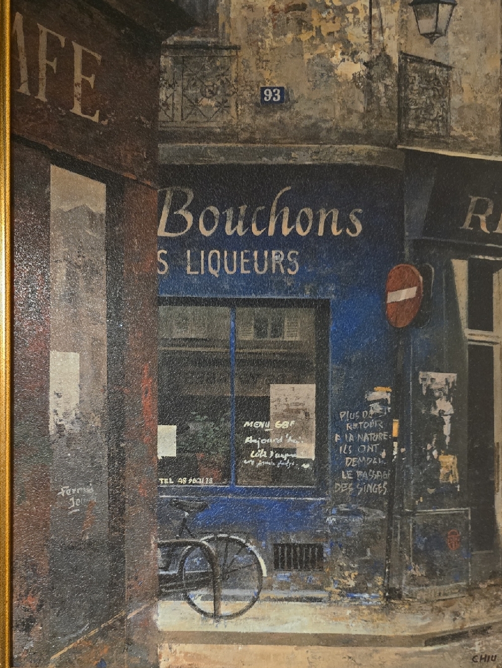 Framed Vintage Paris Street Scene Wall Art - Blue & Beige - Picture 2 of 4
